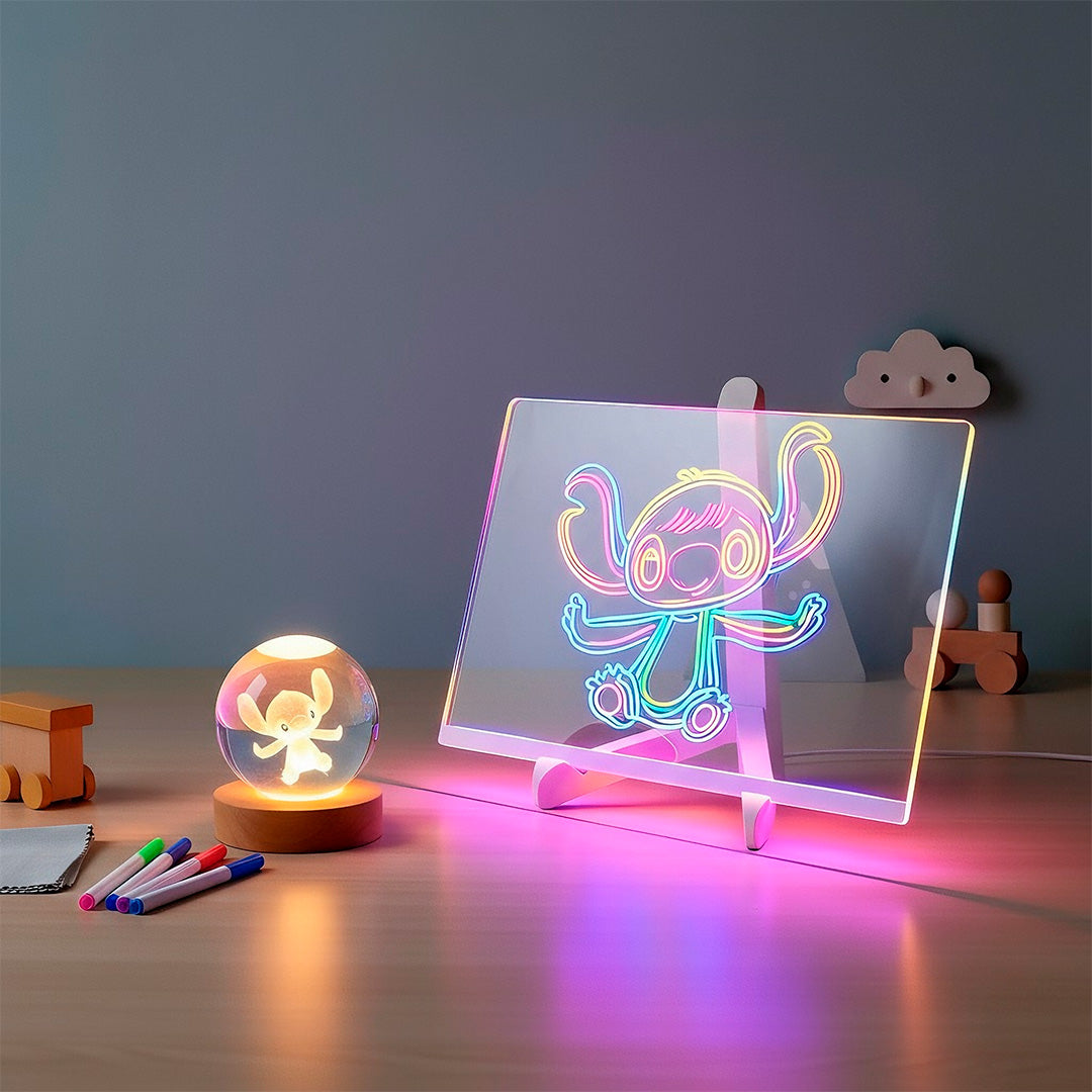 Kit Luz & Criatividade (Luminária Stitch + Quadro de Luz)