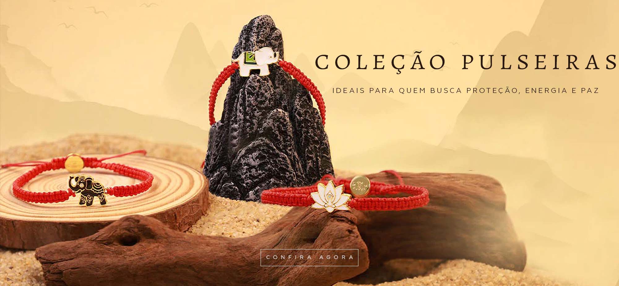 Hero desktop com segunda unidade com desconto de 50% da coleção de Pulseiras Vermelhas na Pelicano Azul