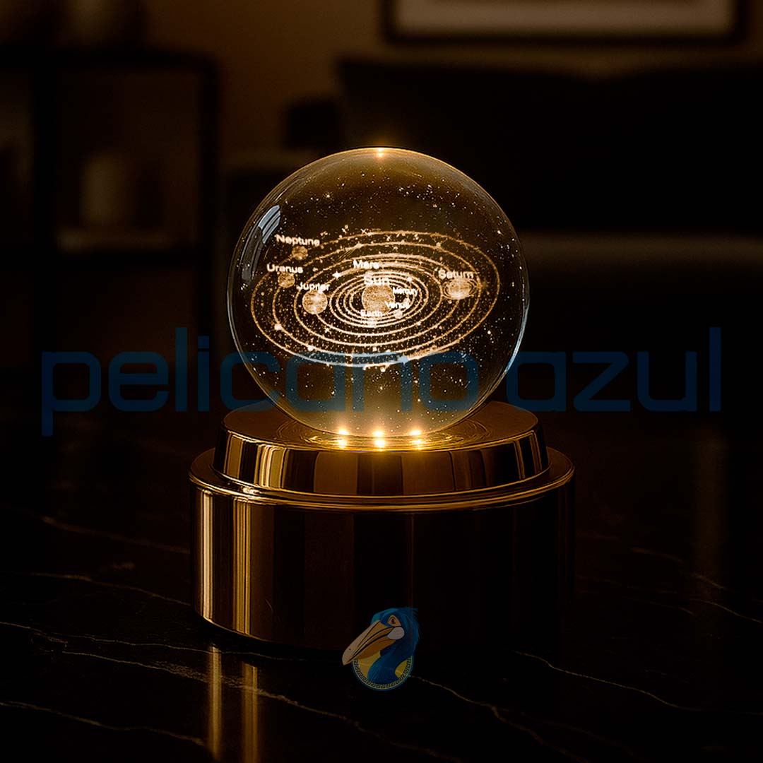 luminária giratória com sistema solar iluminado em base dourada para decoracao sofisticada