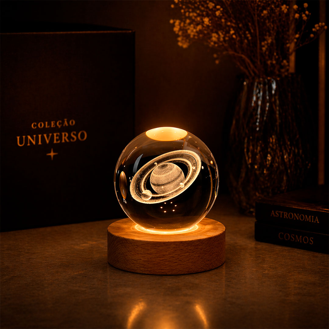 Luminaria-Planetaria-3D-Com-Base-Em-LED-De-Madeira-De-Saturno Pelicano Azul-1