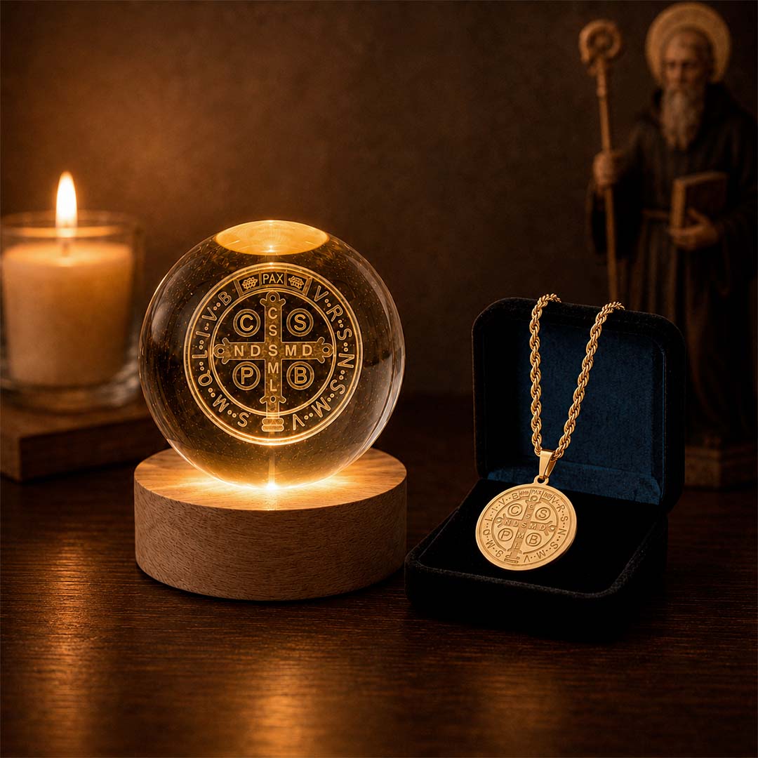 Luminária Medalha de São Bento + Brindes