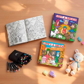 Kit Pequenos Discípulos – 4 Histórias para Inspirar Fé + Canetas Coloridas