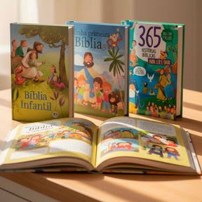 Kit Pequenos Discípulos – 4 Histórias para Inspirar Fé + Canetas Coloridas