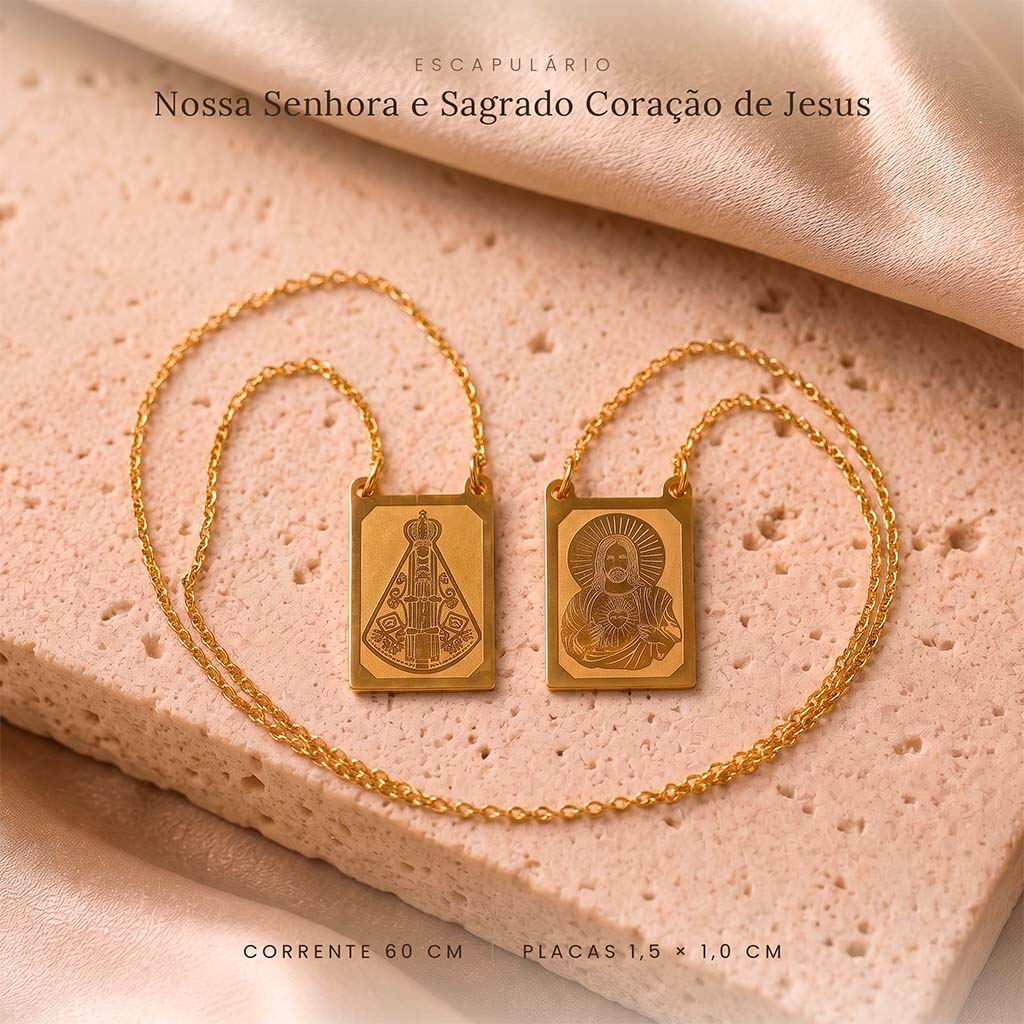 Escapulário Jesus e Nossa Senhora