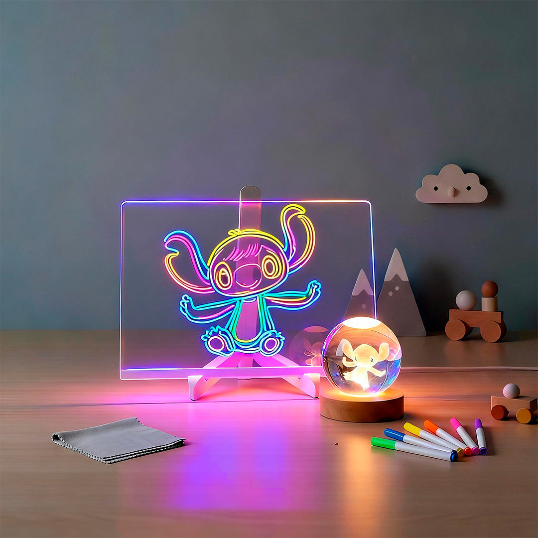 Kit Luz & Criatividade (Luminária Stitch + Quadro de Luz)