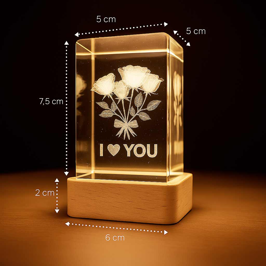 Luminária Flor de Luz com medidas em centímetros destacadas sobre fundo escuro - Pelicano Azul