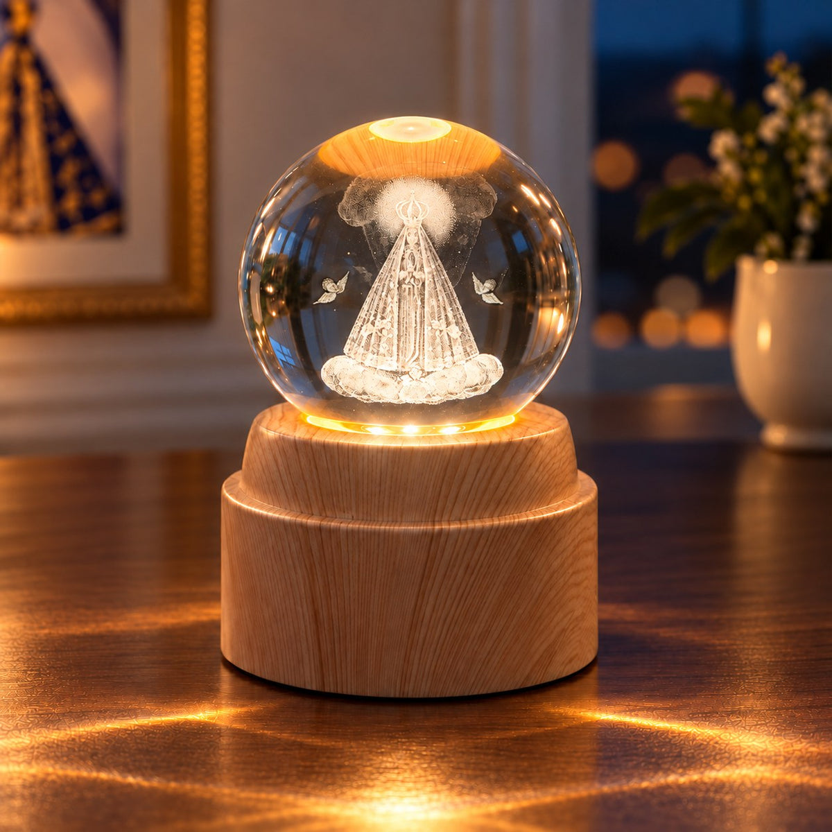Luminária Giratória de Nossa Senhora Aparecida + Pulseira Grátis
