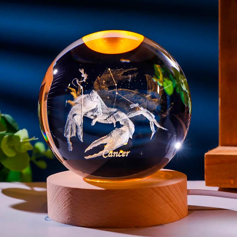 luminaria signo do zodiaco cancer 3d com base com led Pelicano Azul